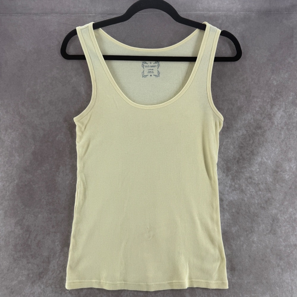 Old Navy Womens Ribbed Scoop Neck Tank Top Pale Yellow Sleeveless Large